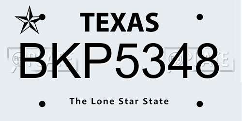 BKP5348 Texas License Plate