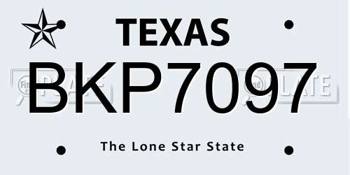 BKP7097 Texas License Plate