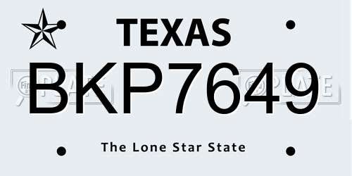 BKP7649 Texas License Plate