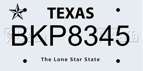 BKP8345 Texas License Plate