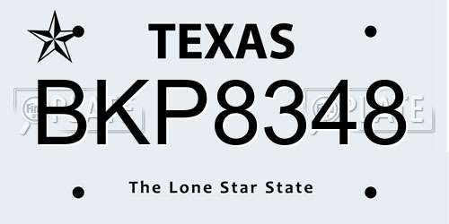 BKP8348 Texas License Plate