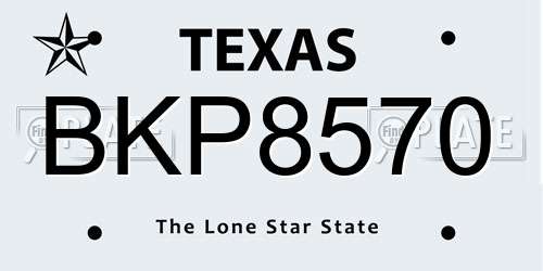 BKP8570 Texas License Plate