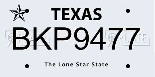 BKP9477 Texas License Plate