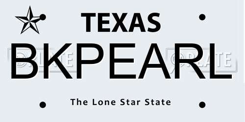 BKPEARL Texas License Plate