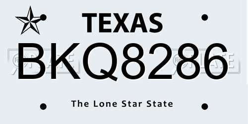 BKQ8286 Texas License Plate