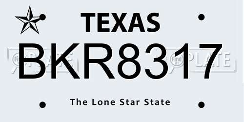 BKR8317 Texas License Plate