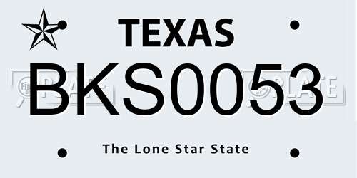 BKS0053 Texas License Plate