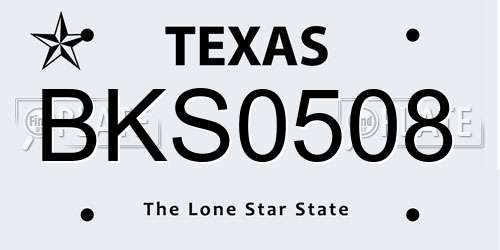BKS0508 Texas License Plate