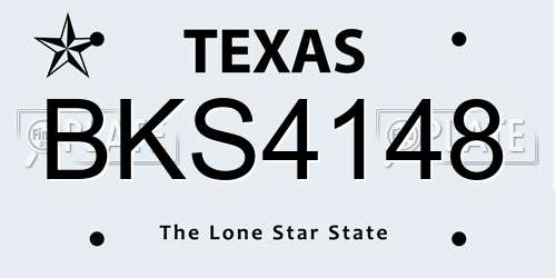 BKS4148 Texas License Plate