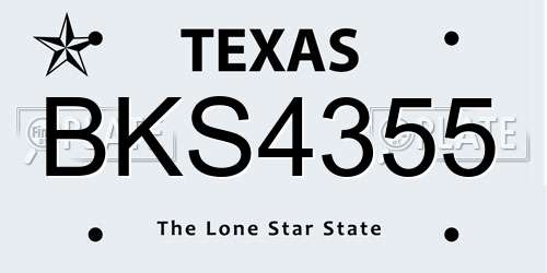 BKS4355 Texas License Plate