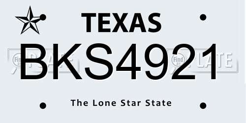 BKS4921 Texas License Plate