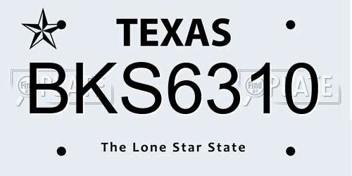 BKS6310 Texas License Plate