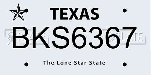 BKS6367 Texas License Plate