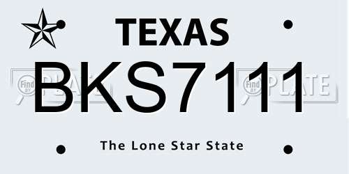 BKS7111 Texas License Plate