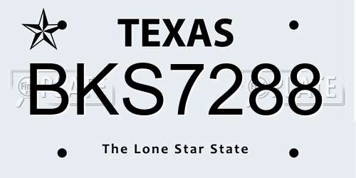 BKS7288 Texas License Plate