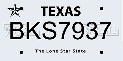 BKS7937 Texas License Plate