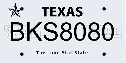 BKS8080 Texas License Plate