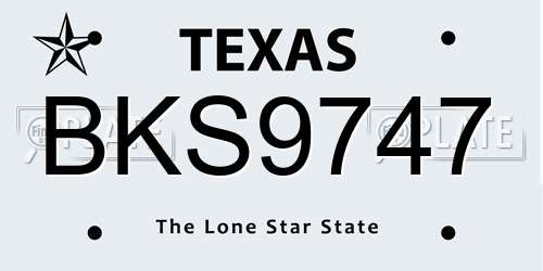 BKS9747 Texas License Plate