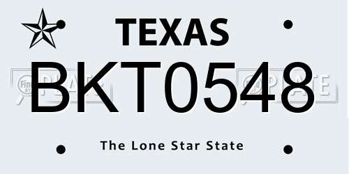 BKT0548 Texas License Plate