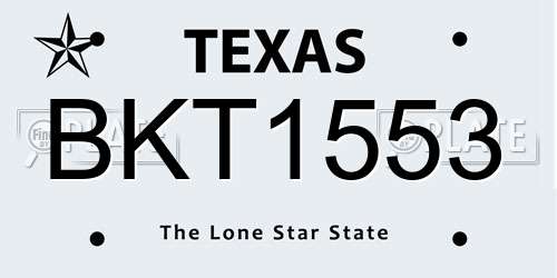 BKT1553 Texas License Plate