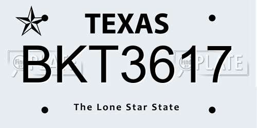 BKT3617 Texas License Plate