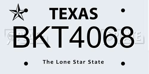 BKT4068 Texas License Plate