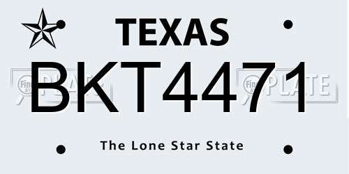 BKT4471 Texas License Plate
