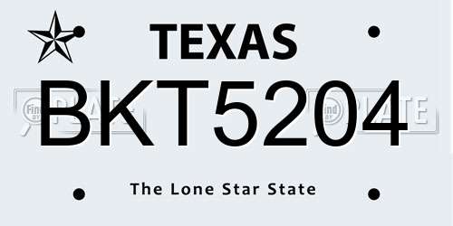 BKT5204 Texas License Plate