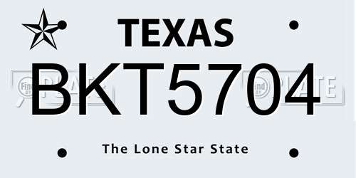 BKT5704 Texas License Plate