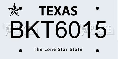 BKT6015 Texas License Plate