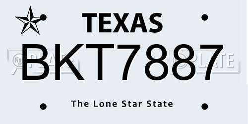 BKT7887 Texas License Plate
