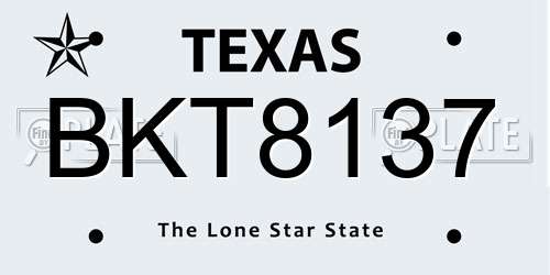 BKT8137 Texas License Plate