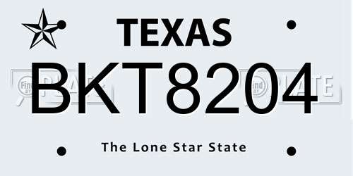BKT8204 Texas License Plate
