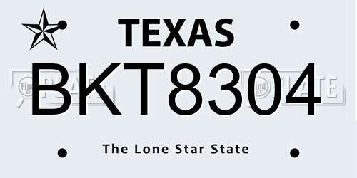 BKT8304 Texas License Plate