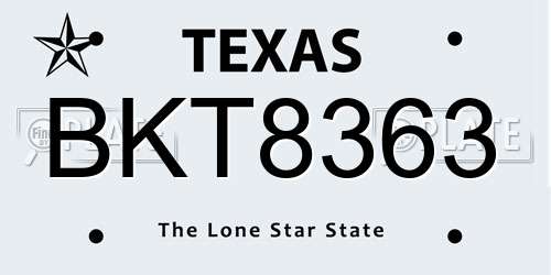 BKT8363 Texas License Plate