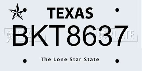 BKT8637 Texas License Plate