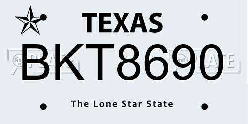 BKT8690 Texas License Plate