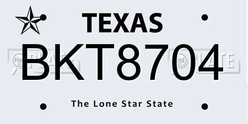BKT8704 Texas License Plate