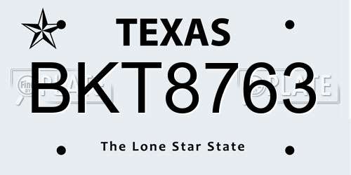 BKT8763 Texas License Plate
