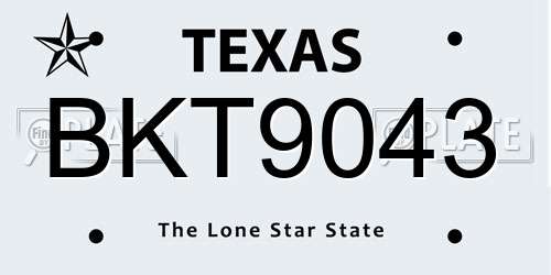 BKT9043 Texas License Plate