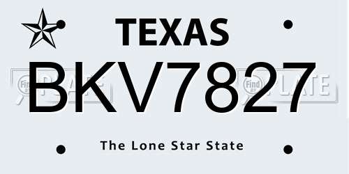 BKV7827 Texas License Plate