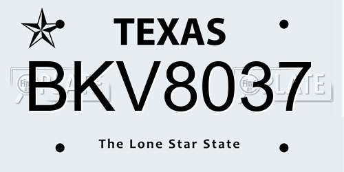 BKV8037 Texas License Plate