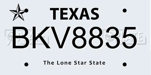 BKV8835 Texas License Plate