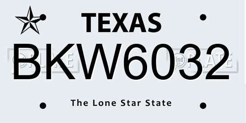 BKW6032 Texas License Plate