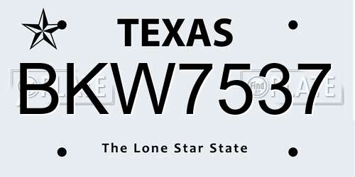 BKW7537 Texas License Plate