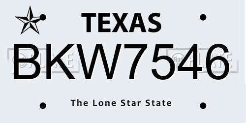 BKW7546 Texas License Plate