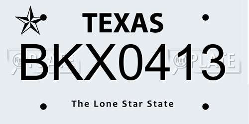BKX0413 Texas License Plate