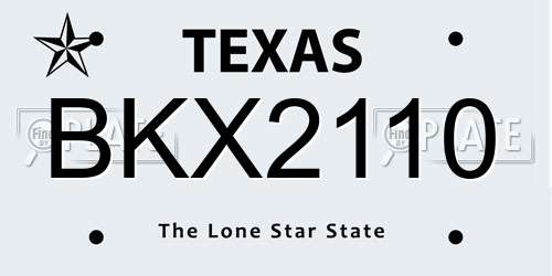 BKX2110 Texas License Plate