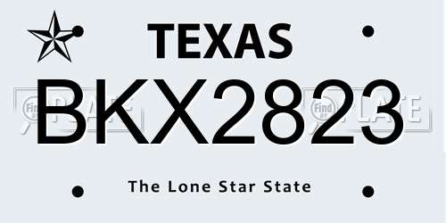 BKX2823 Texas License Plate