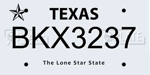 BKX3237 Texas License Plate